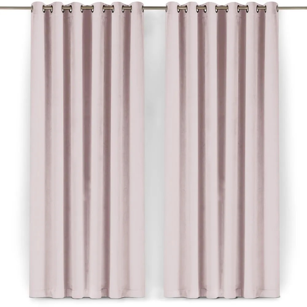 Világos rózsaszín bársony dimout (részleges sötétítő) függöny 400x225 cm Velto – Filumi