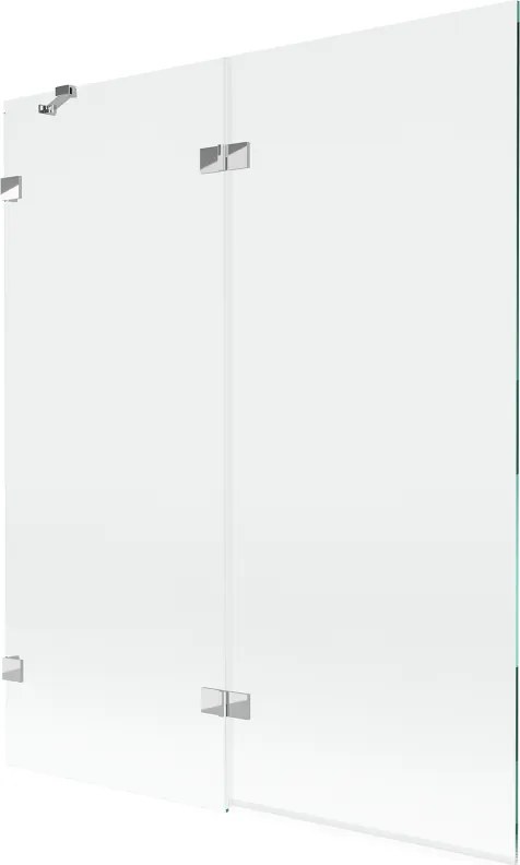 Mexen Lunar, 2-szárnyú bal oldali fürdőkád paraván 140 x 150 cm, átlátszó, króm - 897-140-100-01-00-L