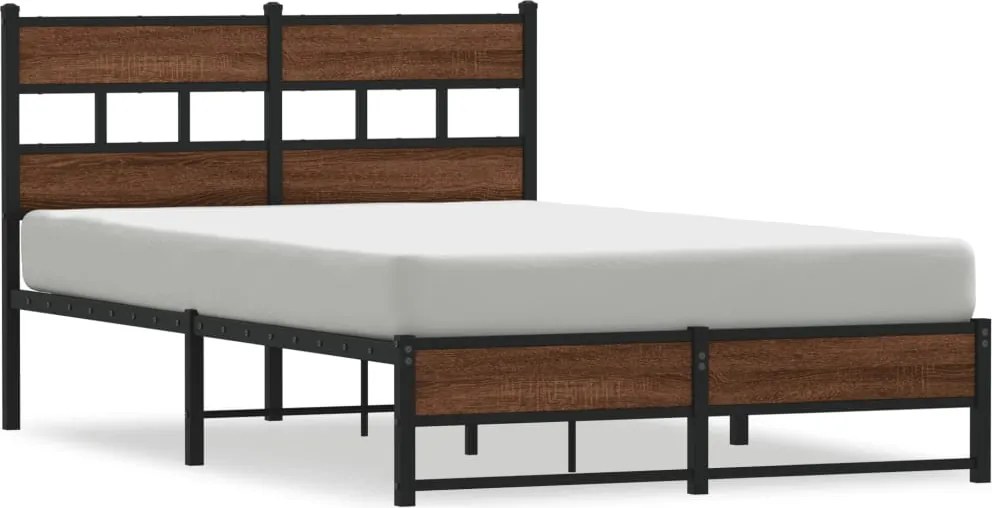 vidaXL barna tölgy színű fém ágykeret matrac nélkül 120 x 200 cm