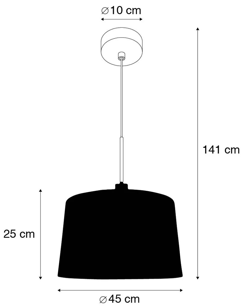 Modern függőlámpa fekete árnyékolóval 45 cm fehér - Combi 1