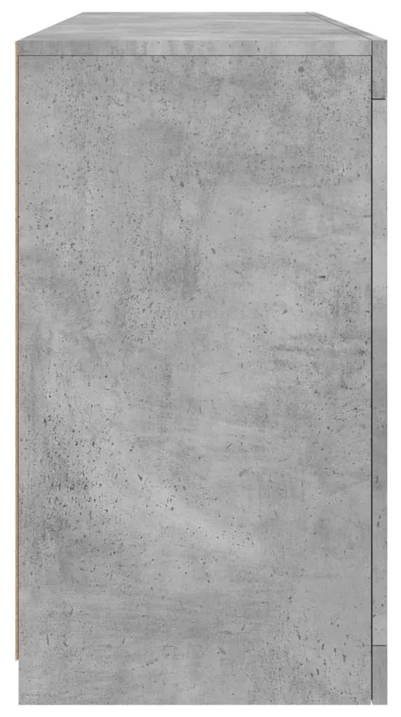 betonszürke tálalószekrény LED-világítással 142,5 x 37 x 67 cm