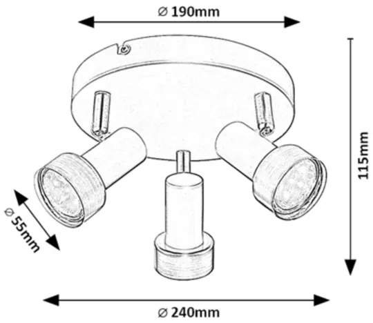 Rabalux 73013 - KONRAD 3xGU10/50W mennyezeti spotlámpa 230V