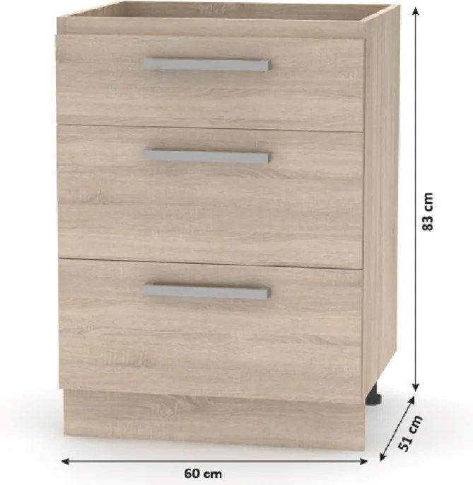 Konyhabútor 2,4 m, tölgy sonoma/fehér, NOVA PLUS