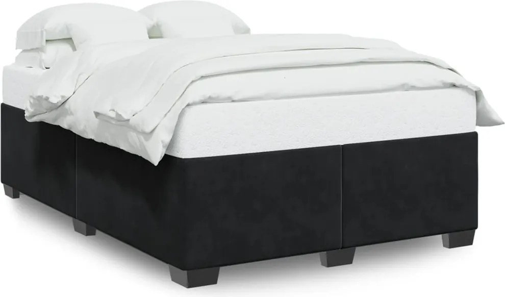 vidaXL fekete bársony ágykeret matrac nélkül 140 x 190 cm