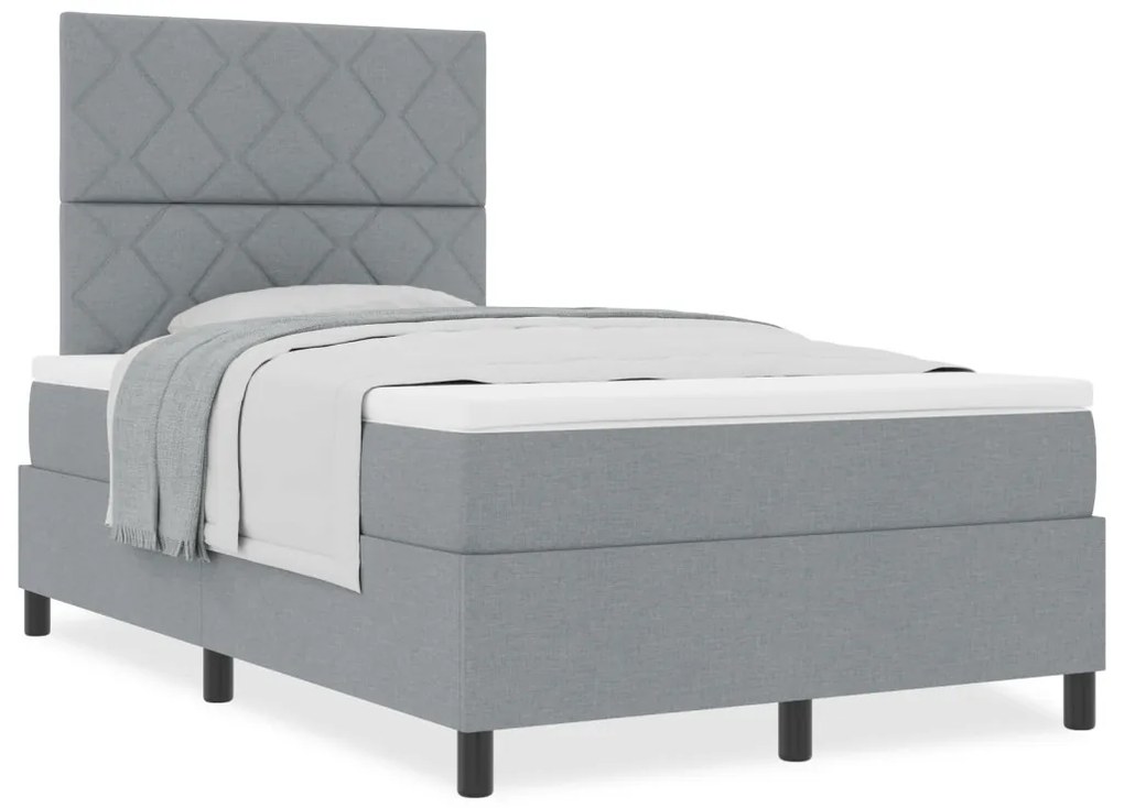 Box Spring Ágy matresszel Világosszürke Kis Dupla Szövet