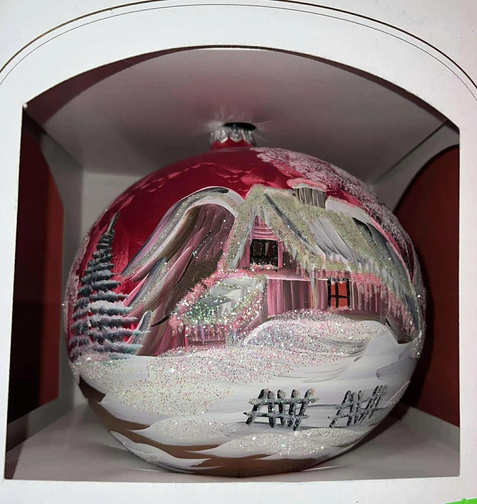 Exkluzív, kézzel készített karácsonyfadísz Téli tájkép