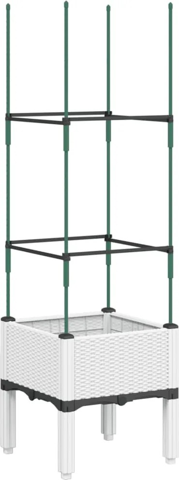vidaXL fehér polipropilén rácsos kerti ültetőláda 40 x 40 x 142,5 cm