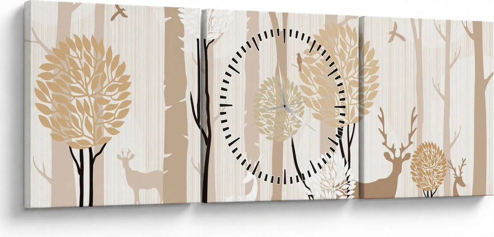 Kép - Illusztrált erdő (órával) (90x30 cm)
