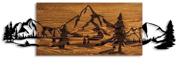 Fali dekoráció 93x29 cm hegy motívum fa/fém