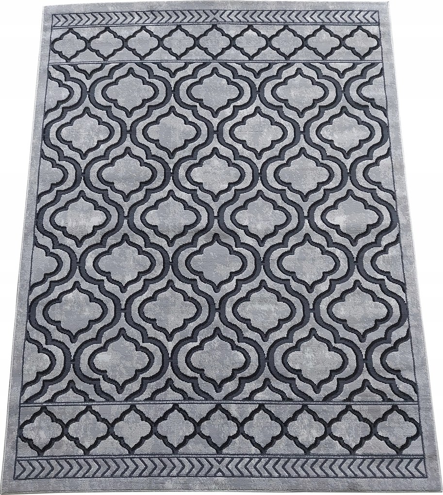 Marokkói szőnyeg szürke, plüss mintás 200x300