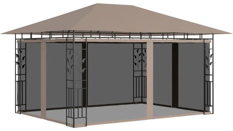 tópszínű pavilon szúnyoghálóval 4 x 3 x 2,73 m 180 g/m²