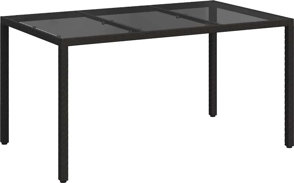 vidaXL Kerti Asztal Fekete 150 x 90 x 75 cm polirattan