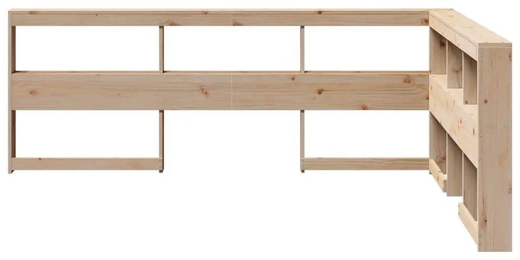 Könyvespolc fejtámla L-alakú 135 cm tömörfa fenyőfa