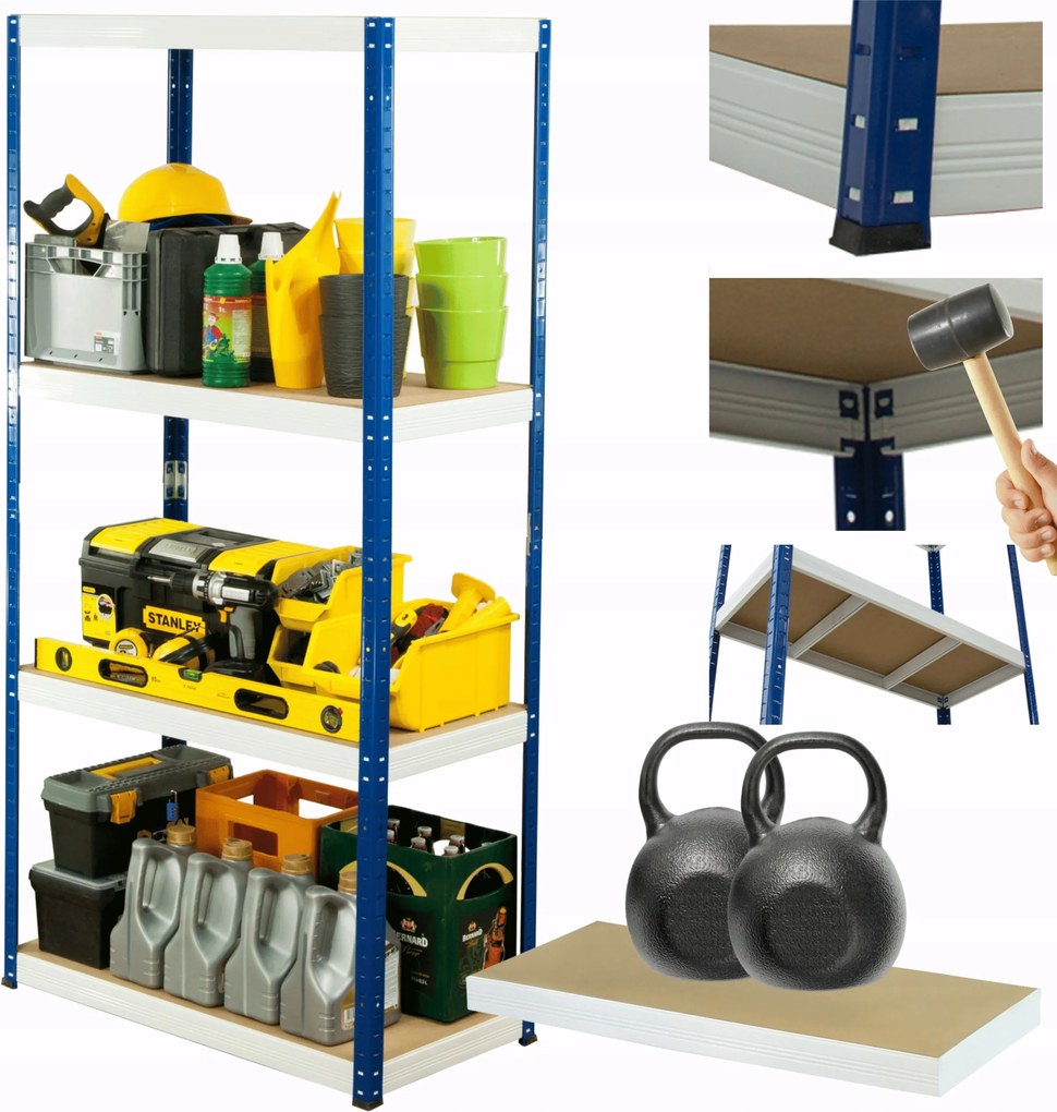 Fém tároló állvány garázs állvány Helios 180x75x35cm 4Px275kg