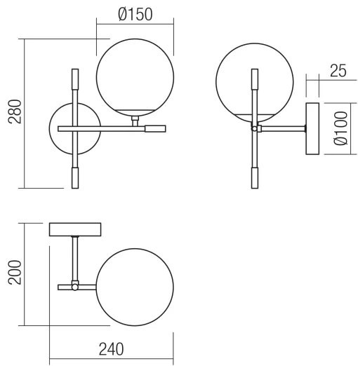 Redo 01-2944 - Fali lámpa ESSENTIAL 1xE14/28W/230V jobb