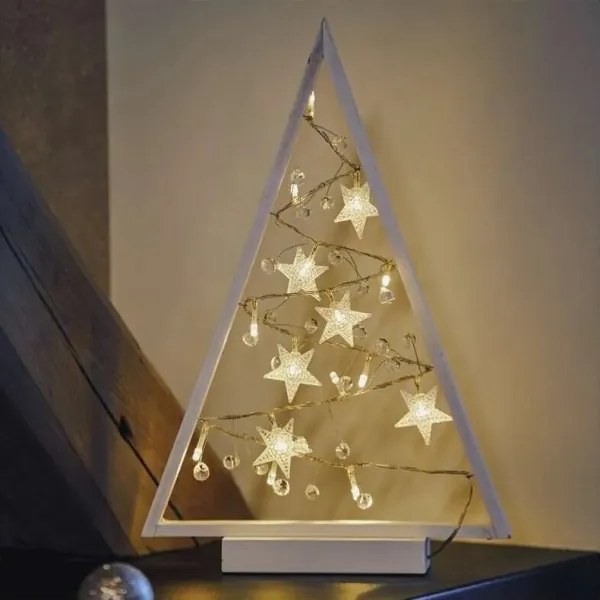 LED karácsonyi dekoráció 15xLED, 2xAA, karácsonyfa alakú