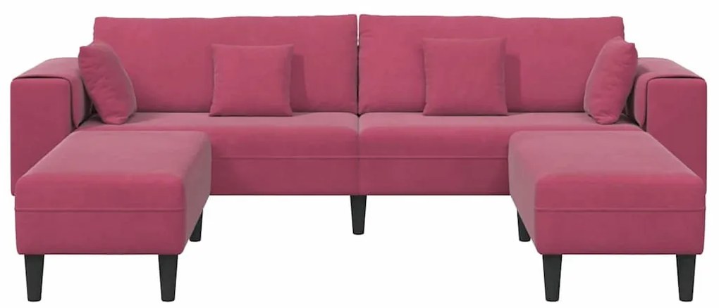 Bársony Kanapé párnával 3 pcs Bordó 208 cm Bársony