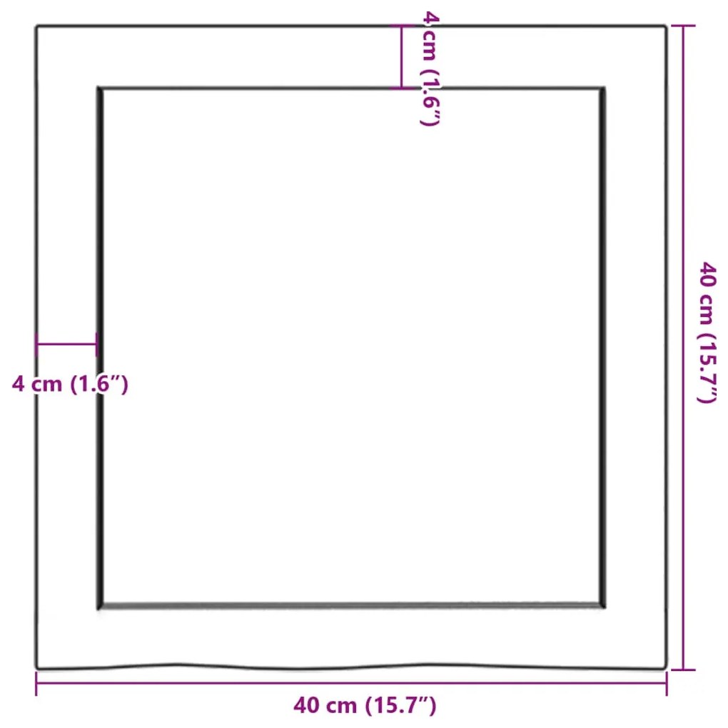 sötétbarna kezelt tömör tölgyfa fali polc 40x40x(2-4) cm