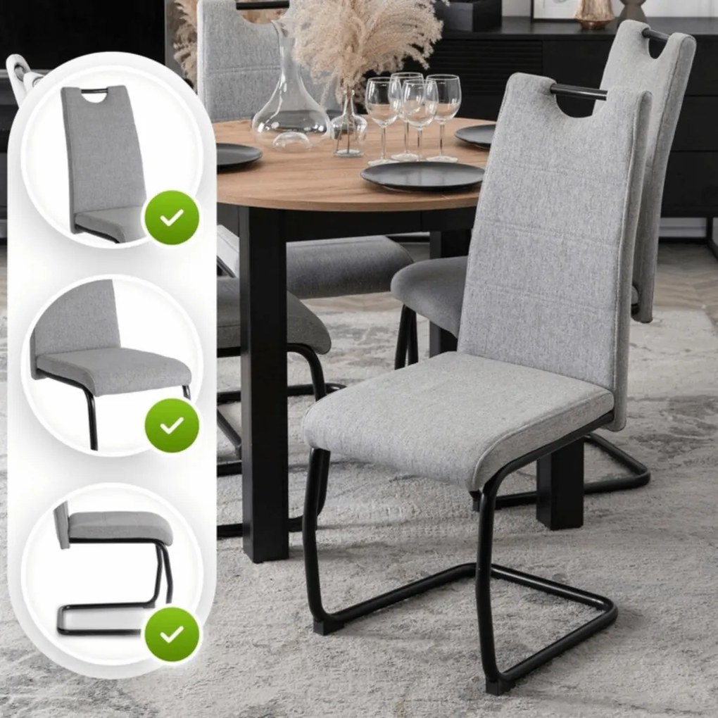 Szánkótalpal Étkezőszék Szürke/Fekete Színben. LOPEZ