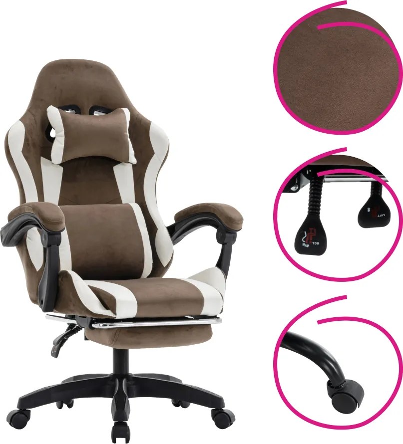 Irodai/gamer szék, barna/fehér, HOSPO