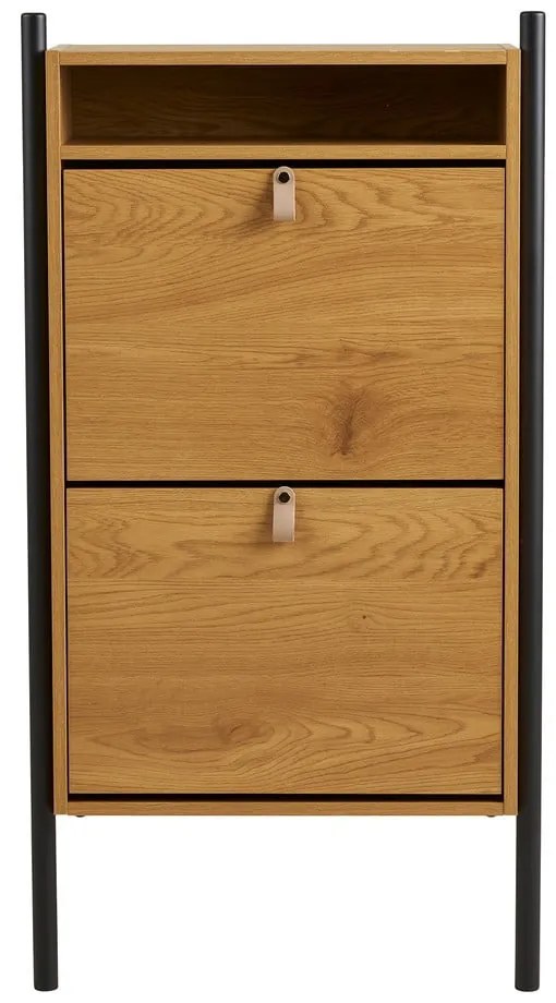 Natúr színű billenő ajtós cipőtartó tölgyfa dekorral 62x118x26 cm Barco – House Nordic