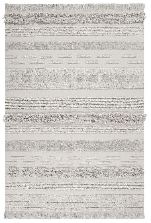 Világosszürke-krémszínű mosható kézi szövésű pamut szőnyeg 170x240 cm Air Natural – Lorena Canals