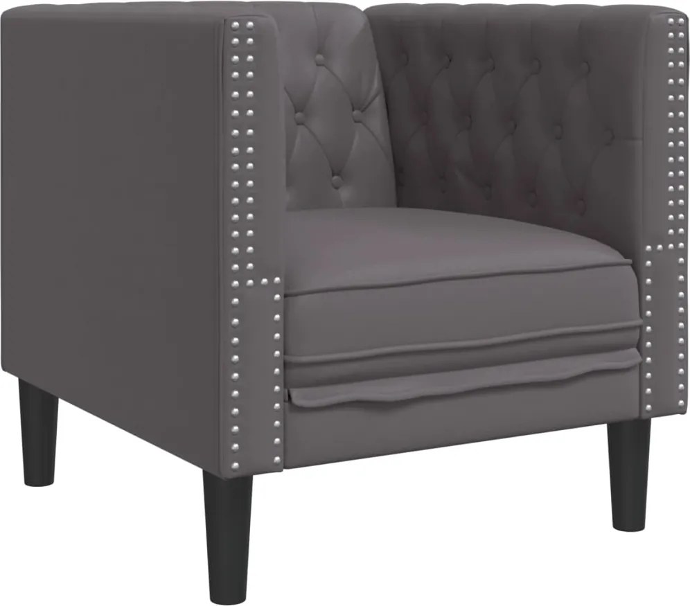 vidaXL szürke műbőr Chesterfield kanapéfotel