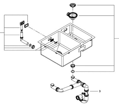 GROHE 31577SD1 - Konyhai mosogató K700U 595 × 450 mm, rozsdamentes acél