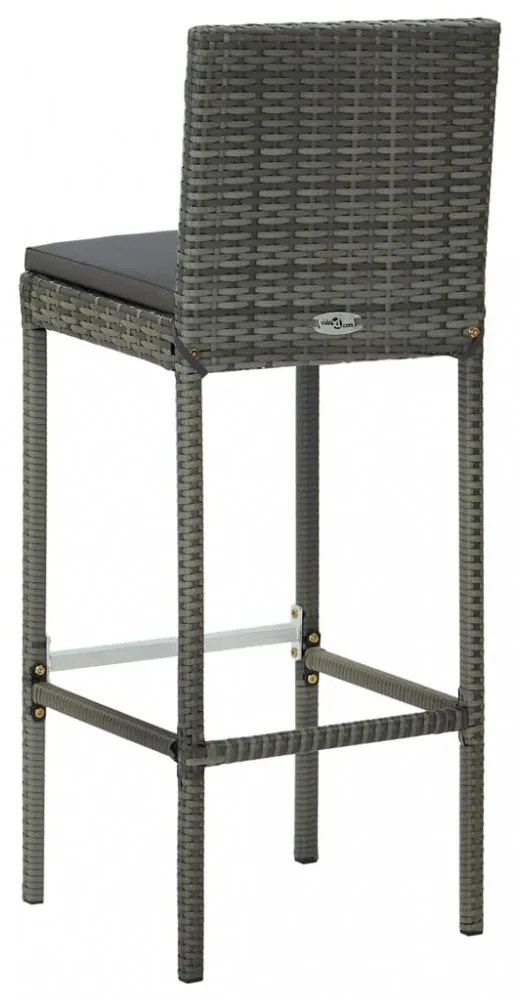 7 részes polyrattan kültéri bárszett antracitszürke párnákkal