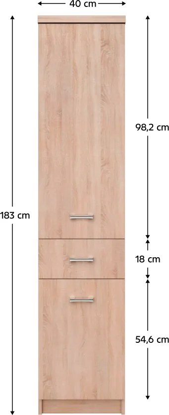 Polcos szekrény 2D1S, sonoma tölgy, univerzális, TOPTY TYP 31