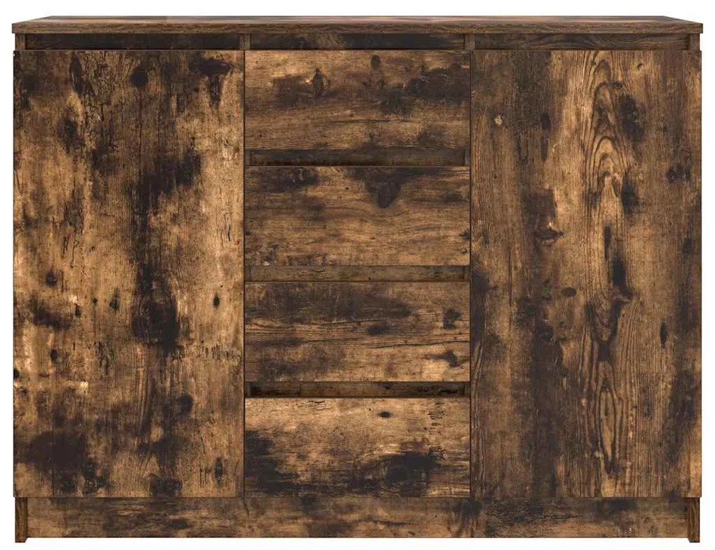 füstölt tölgy szerelt fa tálalószekrény fiókos 100,5x35x76 cm