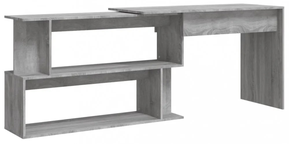 szürke sonoma színű szerelt fa sarokasztal 200 x 50 x 76 cm