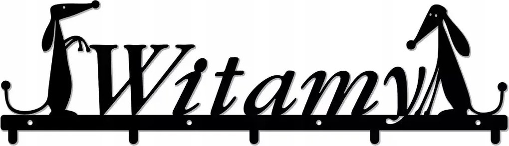 Fali Ruhaakasztó 60cm Tömör Acél 2mm Felirat Üdvözlő , Kutyás