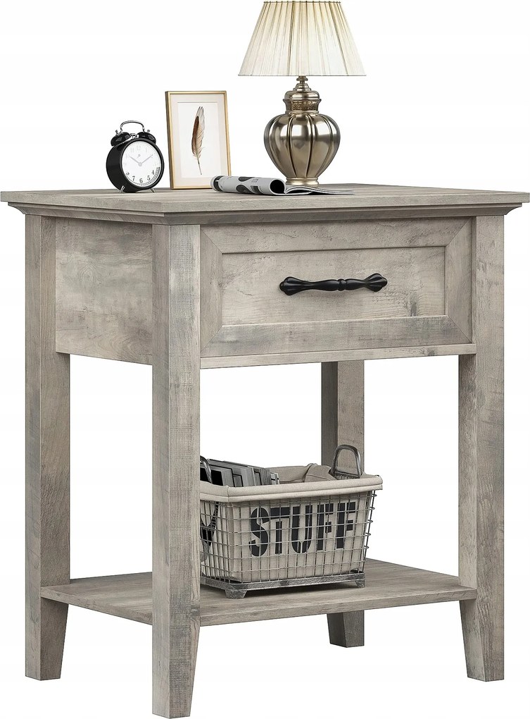 1 db Éjjeliszekrény, Hálószobai Ágy melletti Asztal, Szürke