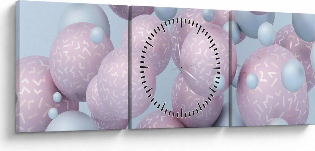 Absztrakt kép - Pasztell gömbök (órával) (90x30 cm)