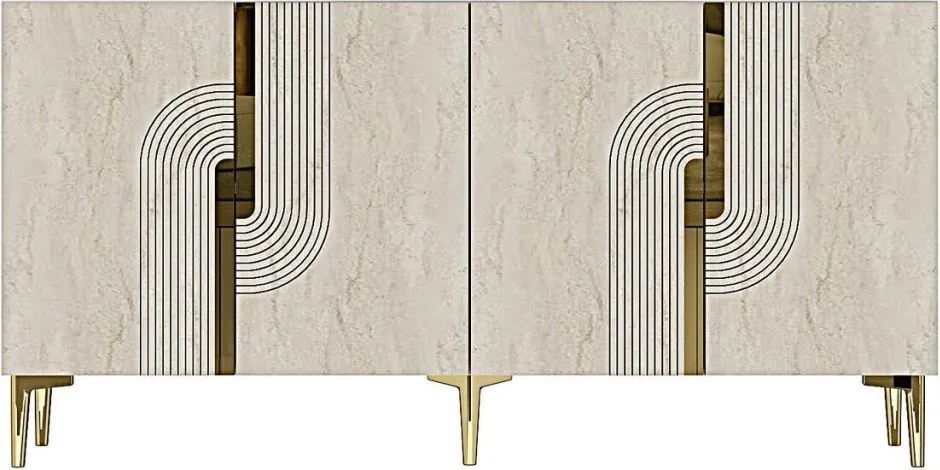 Meyra 180 - White, Travertine, Gold