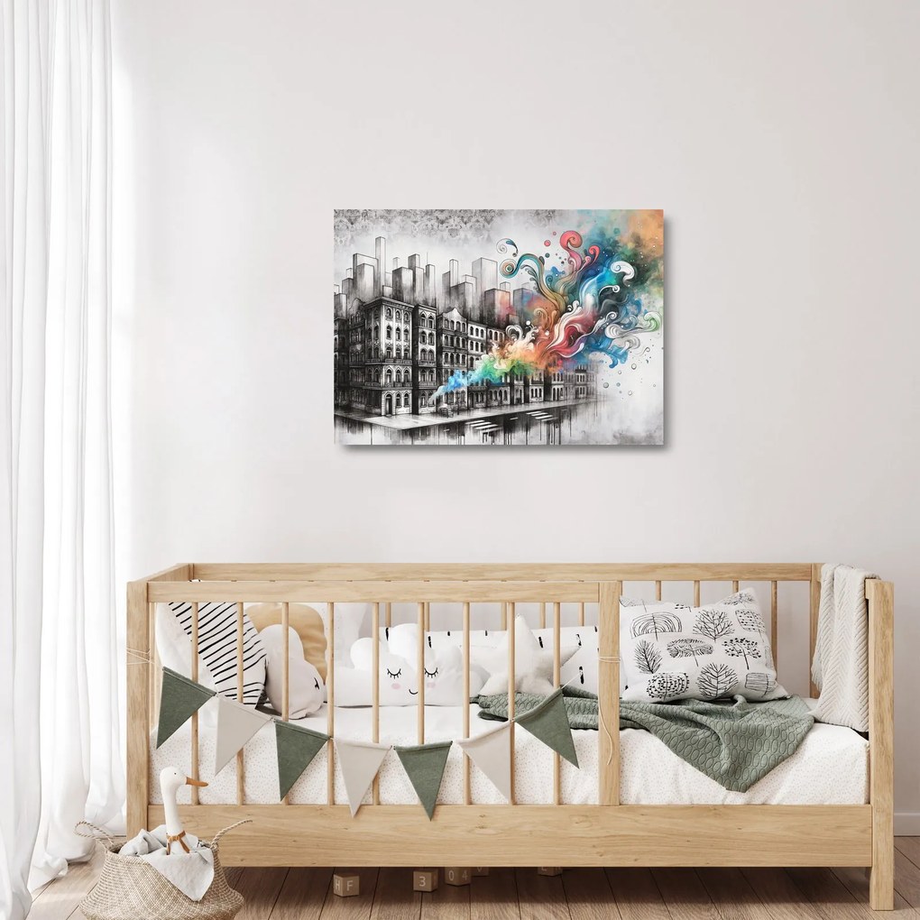 Üveg kép - Ipari élet (70x50 cm)