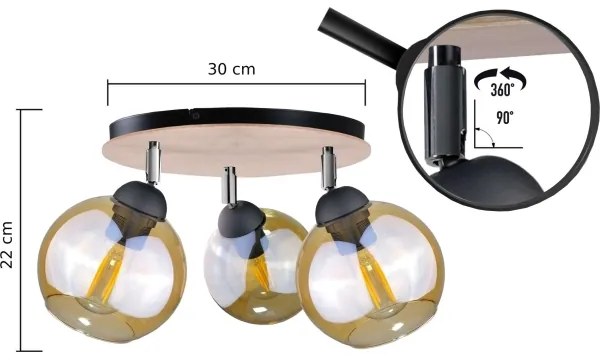 Spotlámpa THEA WOOD 3xE27/60W/230V á. 30 cm