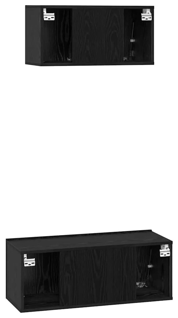 TV szekrény garnitúra 2 pcs Musta tammi 80 x 30 x 30 cm Faanyag