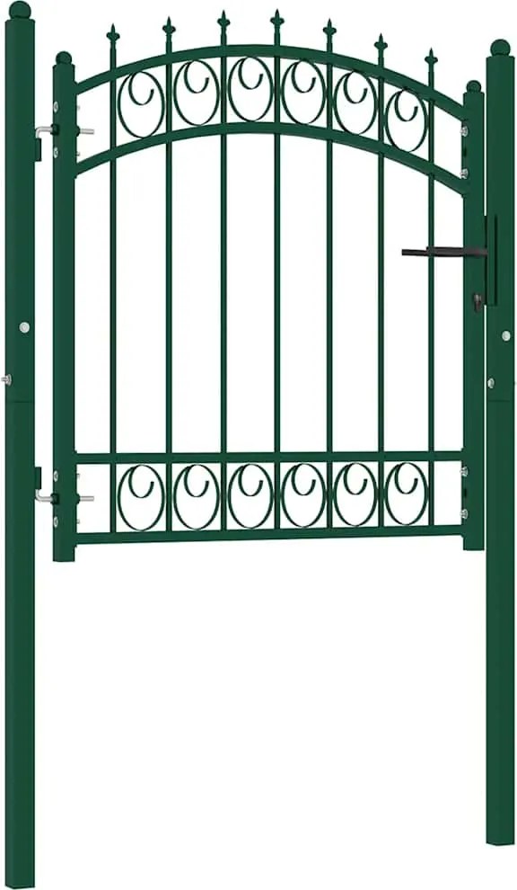 vidaXL zöld acél kerítéskapu cövekekkel 103 x 97 cm
