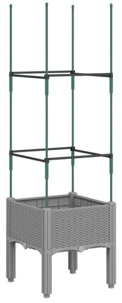 világosszürke PP rácsos kerti ültetőláda 40 x 40 x 142,5 cm