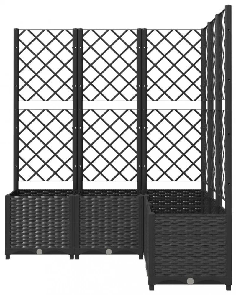 fekete polipropilén rácsos kerti ültetőláda 120 x 120 x 136 cm