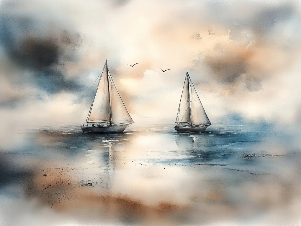 Vászonkép Canvas Tájkép Víz Tó Tenger Vitorlás Pihenés 80x60