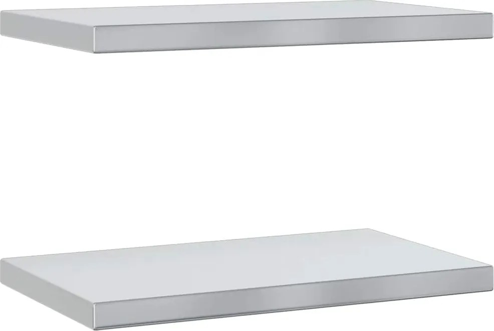 vidaXL 2 db ezüstszínű rozsdamentes acél fali polc 50 x 30 x 3 cm