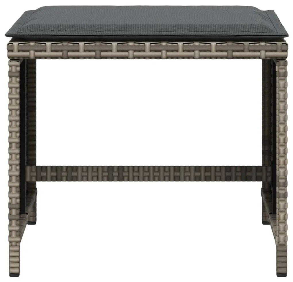 4 db szürke polyrattan kerti szék párnával 40 x 40 x 35 cm