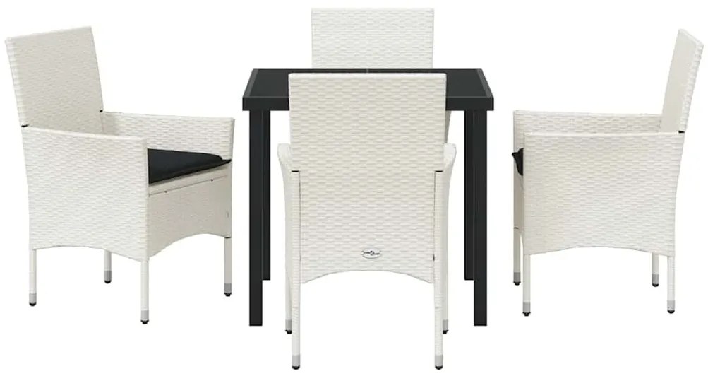 Kert étkező szett párnával 5 pcs Fehér Poli rattan