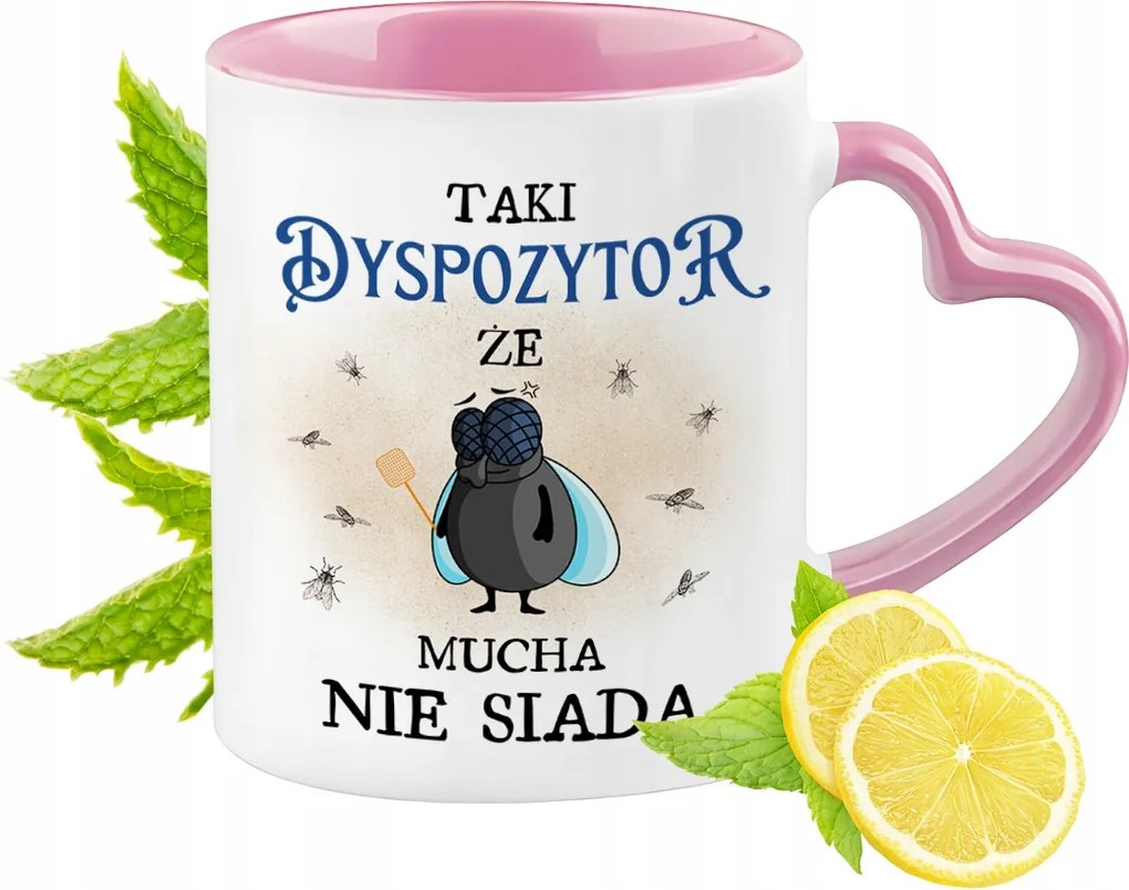 Diszpécser bögre Rózsaszín, szív alakú füllel Kávé ajándék