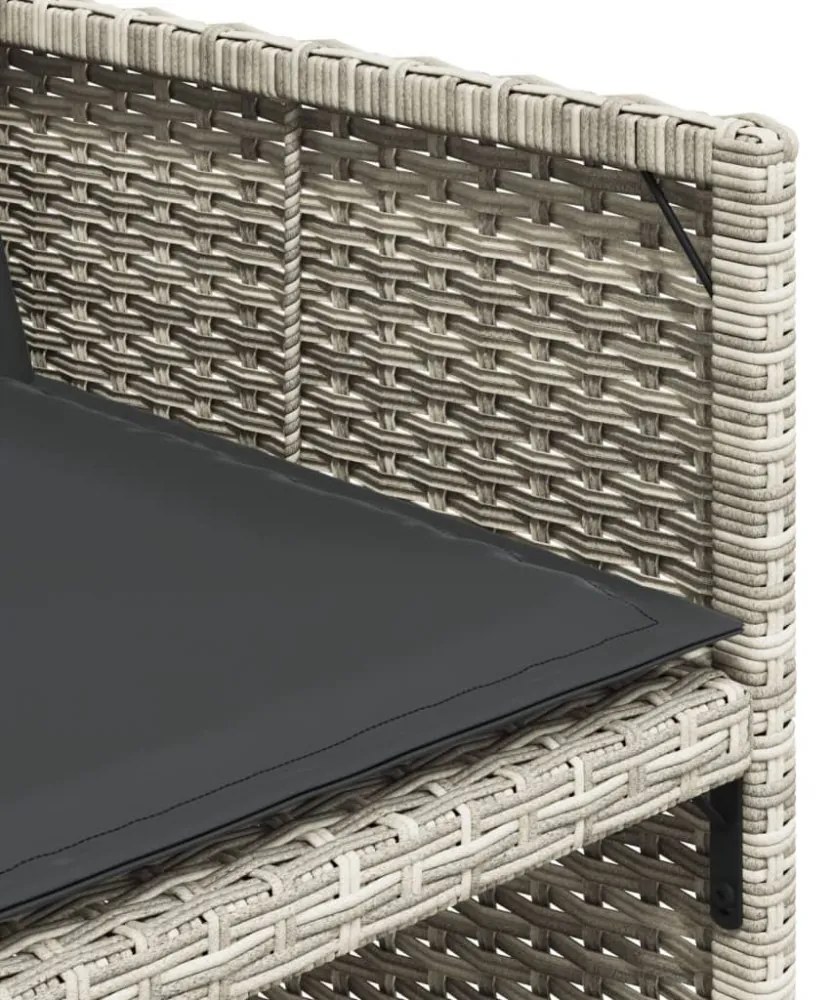 9részes világosszürke polyrattan kerti étkezőgarnitúra párnával