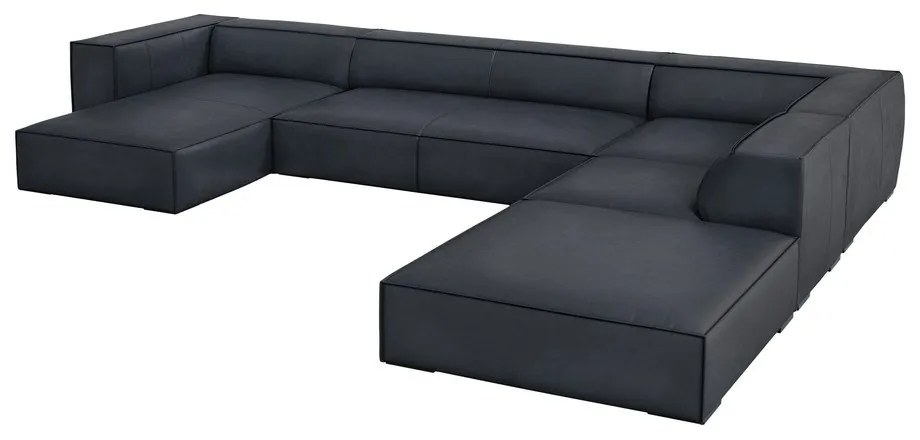 Sötétkék bőr sarokkanapé (jobb oldali) Madame – Windsor & Co Sofas