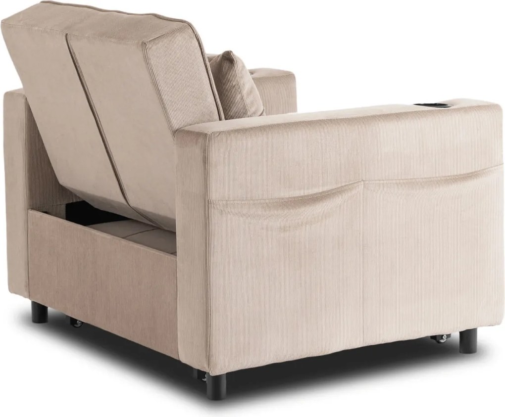 Dönthető fotel bézs kord kárpittal – SOLOR